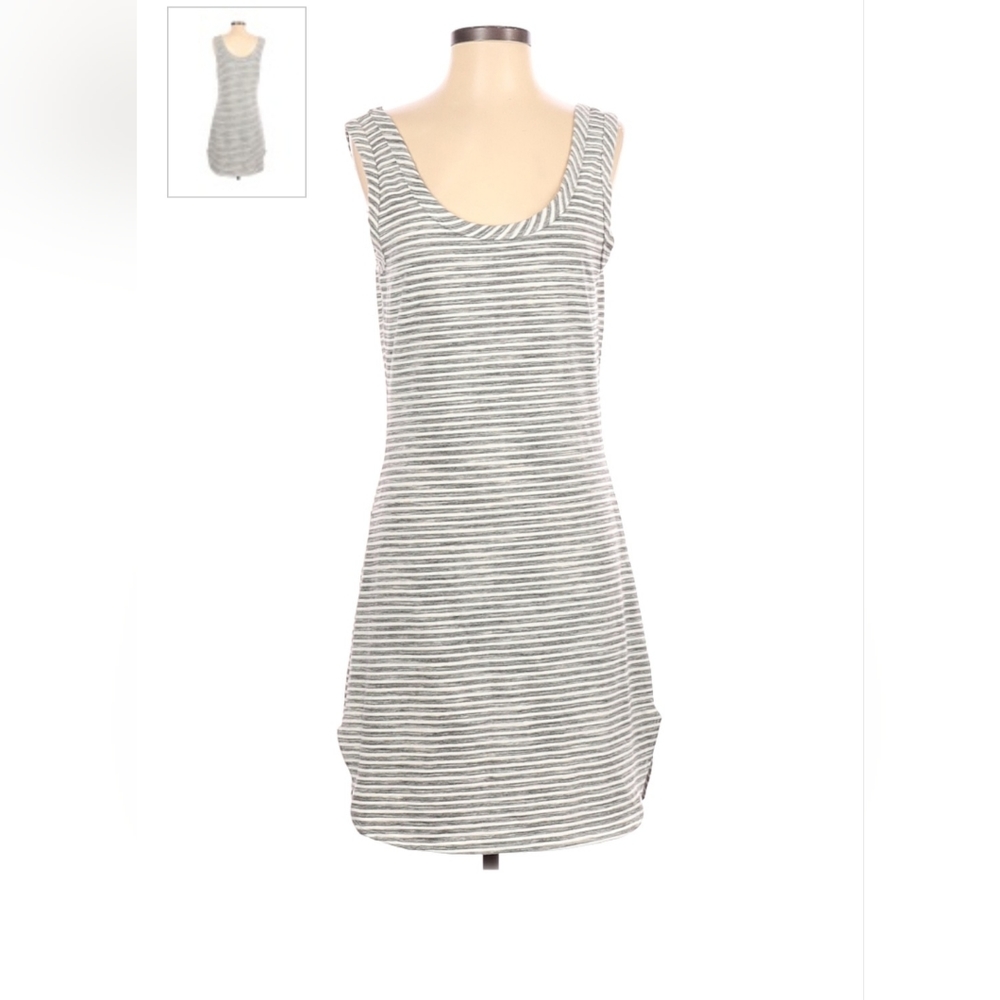 Heather Grey & White Striped Shirt Dress